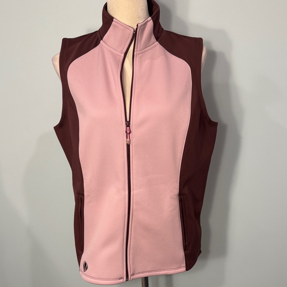 Sunice Pink and Brown full zip mock neck Vest Size L
